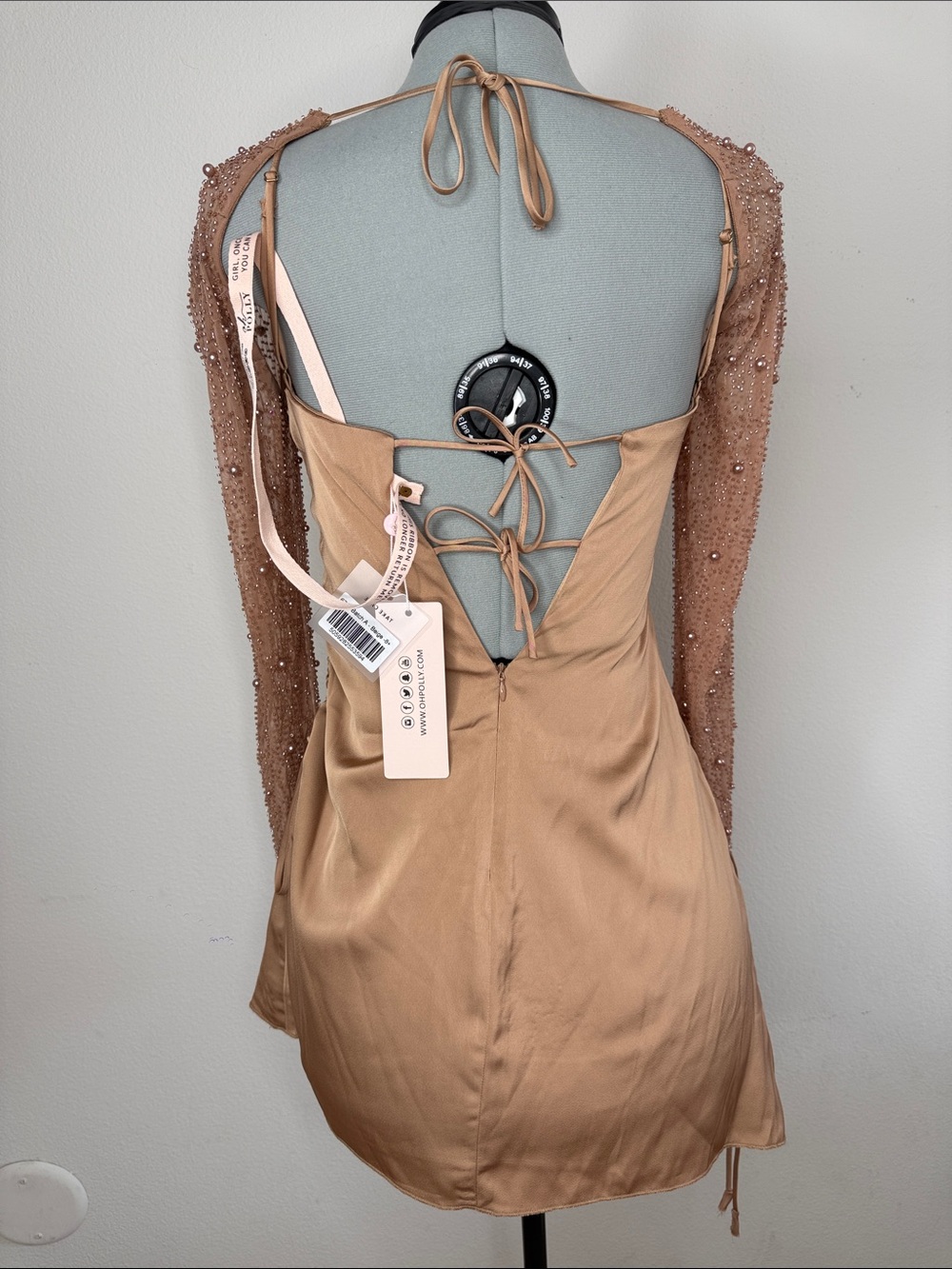NWT Oh Polly Geneva Beaded Sleeve Corset Mini Dress 4 - Picture 6 of 6